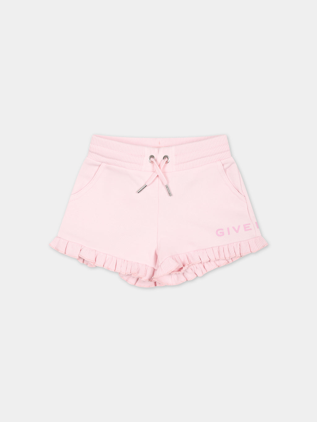 Pink sports shorts for baby girl with logo
